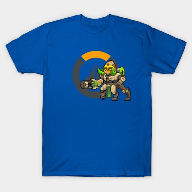 Overwatch - Orisa pixel w/ Logo T-Shirt by wyckedguitarist